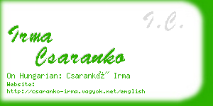 irma csaranko business card